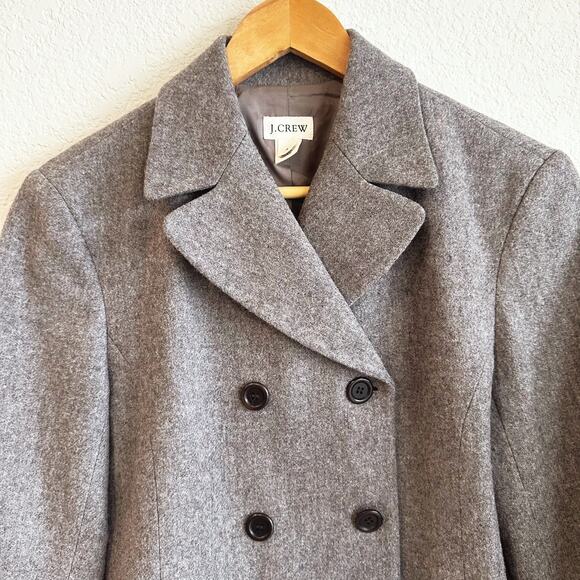 J Crew Women 100% Wool Double Breasted Blazer Jacket Size 4 Gray Preppy Academia - Picture 2 of 8